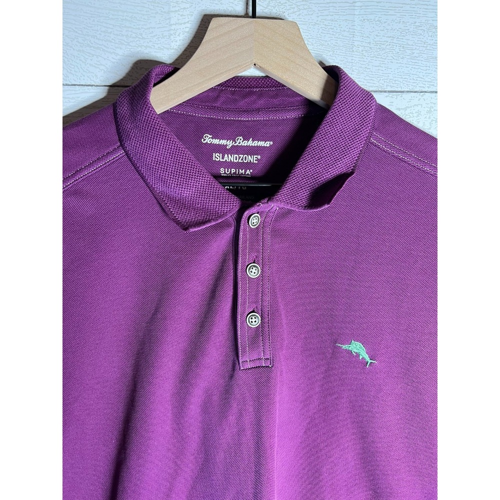 Tommy Bahama Island Zone Men's XL Polo Shirt Long Sleeve Purple Supima Vacation - Picture 8 of 10